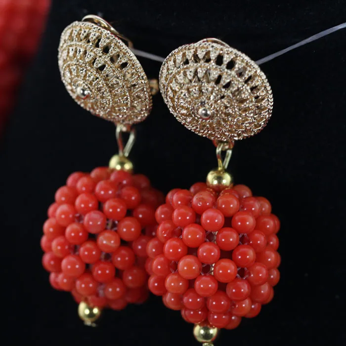 Модные нигерийские коралловые бусы ювелирный набор массивный нагрудник