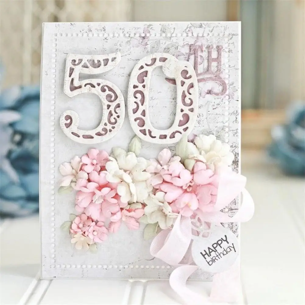 Кружевные цифры дизайн металлической прорезной трафарет для окраски