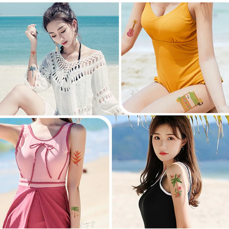 Гавайские украшения для вечеринки временные татуировки дикого серфинга