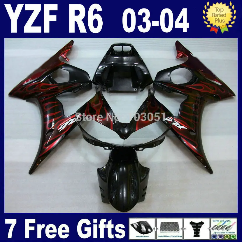Настраиваемые комплекты обтекателей moto Road для Yamaha R6s red flame white 03 04 05 R YZF R6 2003 2004 2005