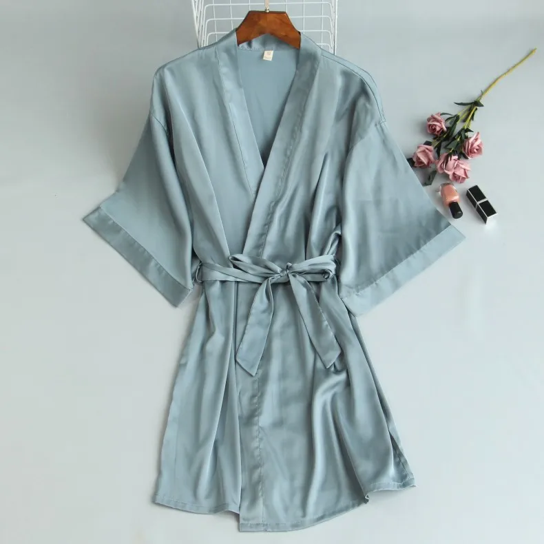Женский Атласный халат MECHCITIZ Свадебный шелковое кимоно летняя Пижама для невесты