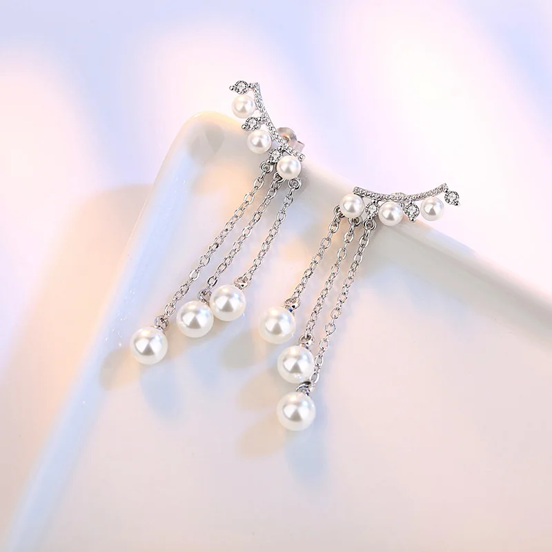 Infery Новое поступление модные серьги подвески с жемчугом для женщин 925 серебро