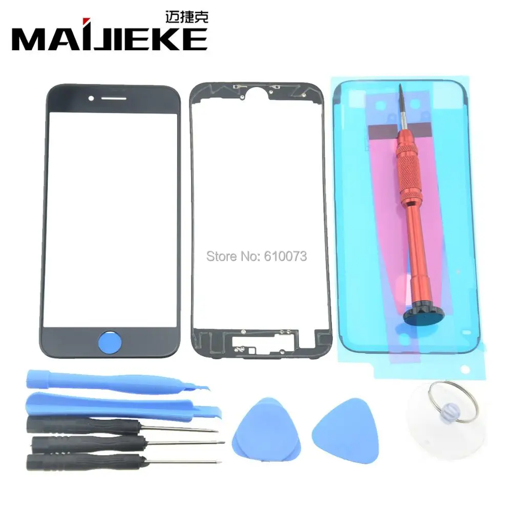 MAIJIEKE AAA для iPhone 8 7 6s plus экран Переднее стекло объектив + средняя рамка