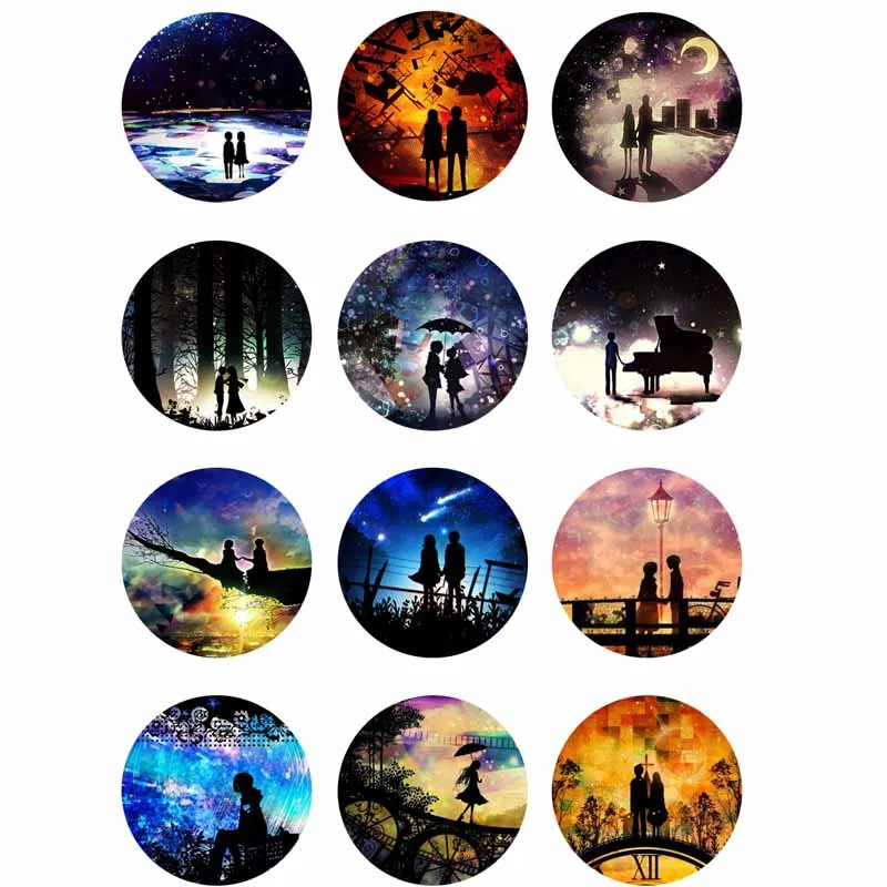 

10mm 14mm 16mm 12mm 20mm 25mm 346 12pcs/lot Love Mix Round Glass Cabochons Jewelry Findings 18mm Snap Button Charm Bracelet