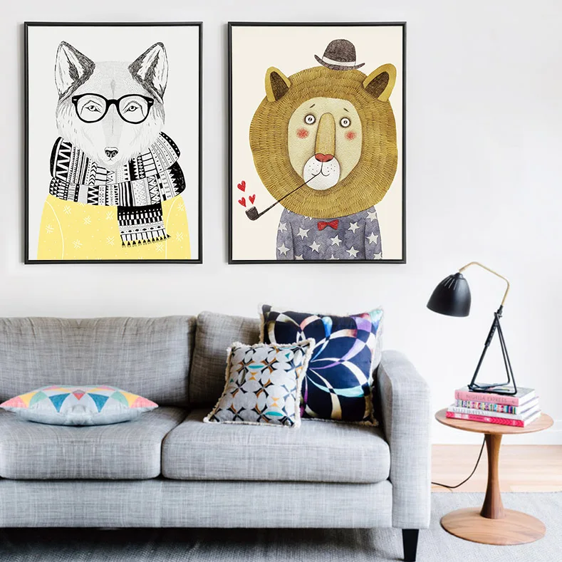 Северные скандинавские Книги по искусству принты акварель животные Лев медведь