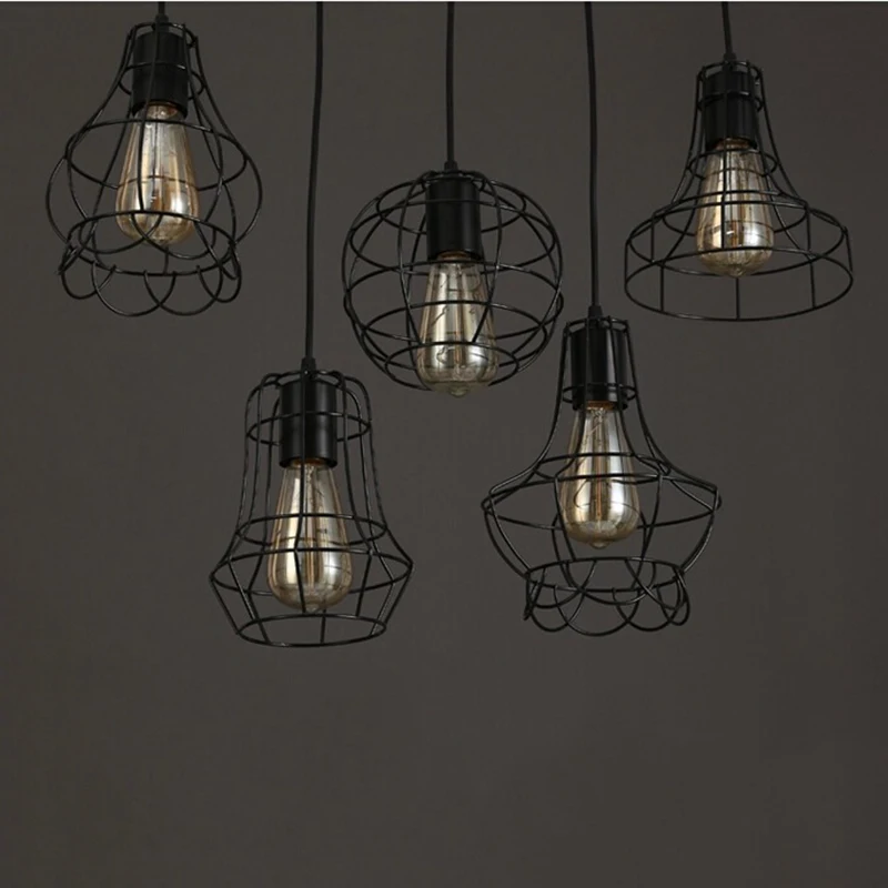 Vintage Retro Iron Lamp Cage Lampshade Pendant Light Lamp shade Table Ceiling Pendant Light Shade Lamp Cover Home Decor