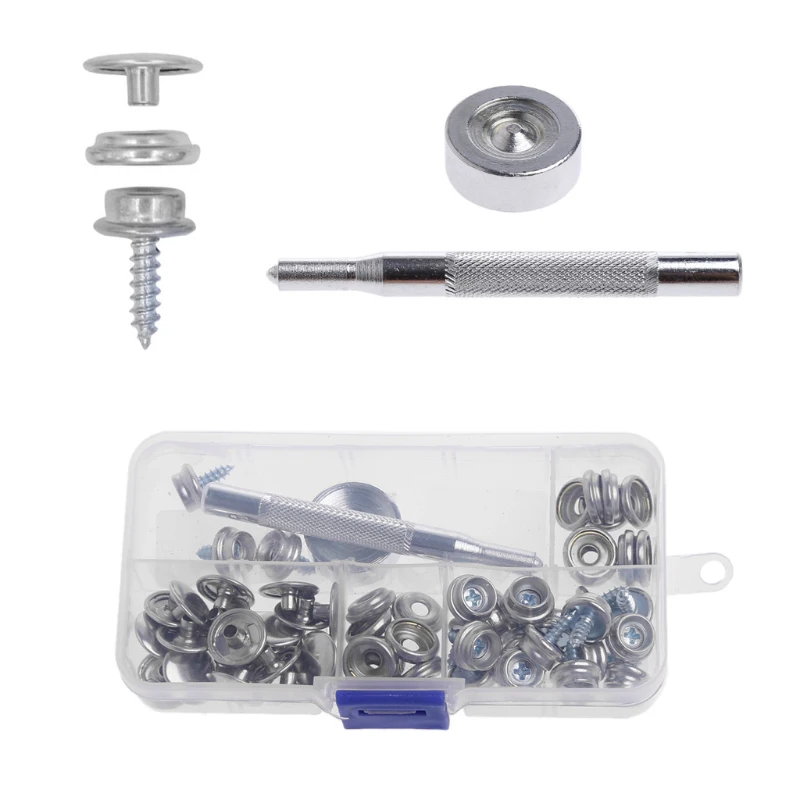

Decoration Screw Kit Helmets Rivets Copper Stainless Steel 62Pcs Cover Button Socket Practical