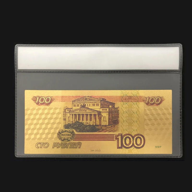 

Hot Sale For Russia Banknotes 100 Rouble Gold Banknotes With PVC COA Frame For Business and Collection