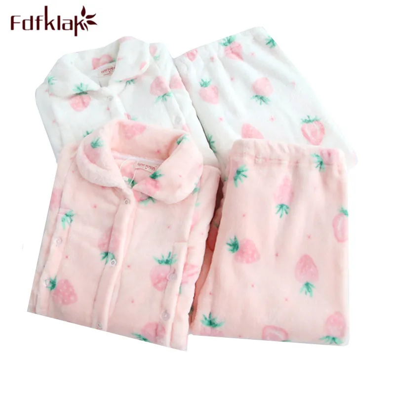 Fdfklak толстый теплый спортивный костюм женский пижамный комплект с длинным