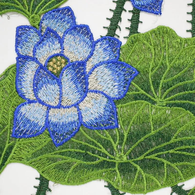 Цветок лотоса аппликация вышивка патч кружевная ткань стикер пришить аксессуары