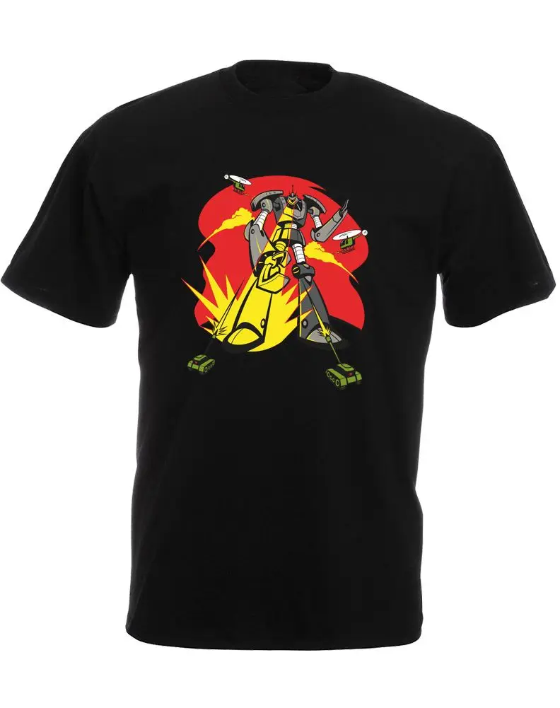 2017 Лето Футболка Робот Атаки Экипаж Шеи Регулярный Короткий Футболку Для Мужчин|t