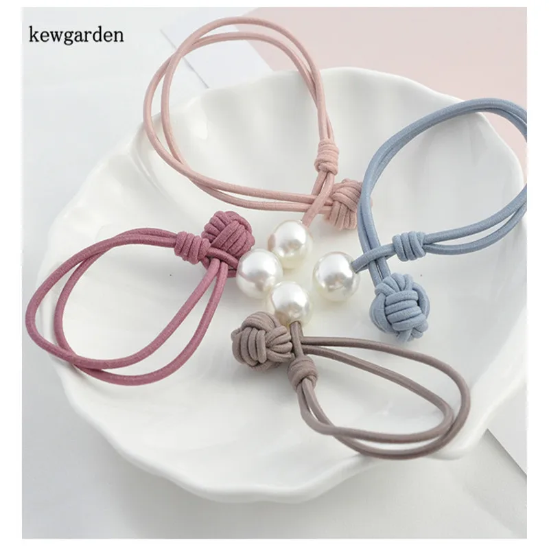 Kewgarden милое жемчужное кольцо для волос женский галстук веревка версия головной убор лента резинка для волос DIY бант аксессуары 20 шт./партия