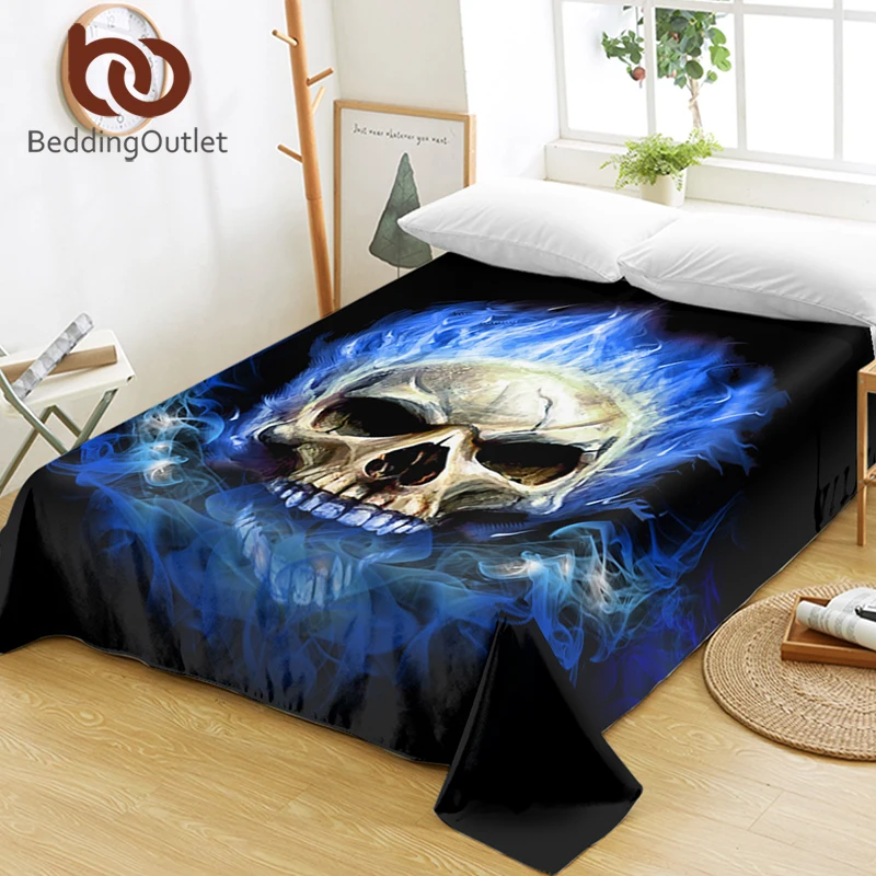Постельное белье BeddingOutlet с рисунком пламени черепа 3D печать готический плоский