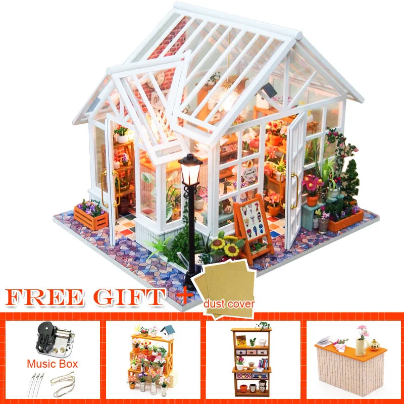 M09-C CUTEBEE DIY кукольный домик деревянные кукольные домики Миниатюрный Кукольный дом набор мебели Каса музыка светодиодные игрушки для детей подарок на день рождения A68B - Цвет: M09-C