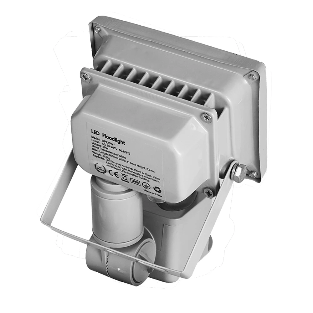 

2 PCS Kaigelin Motion Sensor Flood Light 20W 1400LM SMD 5630 Led Lamp Outdoor Lighting 85V-265V Waterproof Induction Floodlight