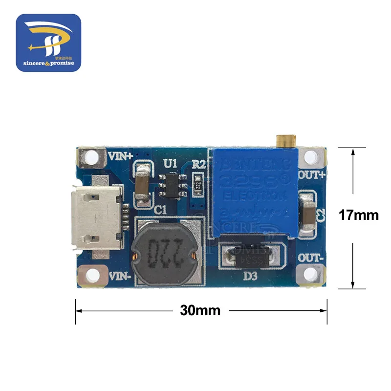 MT3608 DC-DC регулируемый Повышающий Модуль 2A повышение пластина Step Up Модуль с MICRO USB 2 V-24 V 5V 9V 12V 28V для Arduino