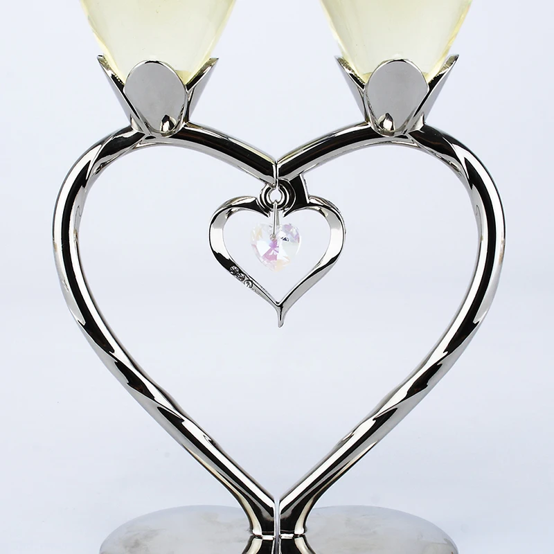 Украшение дома серебряные бокалы для шампанского с сердцем Форма diamond Украшенные