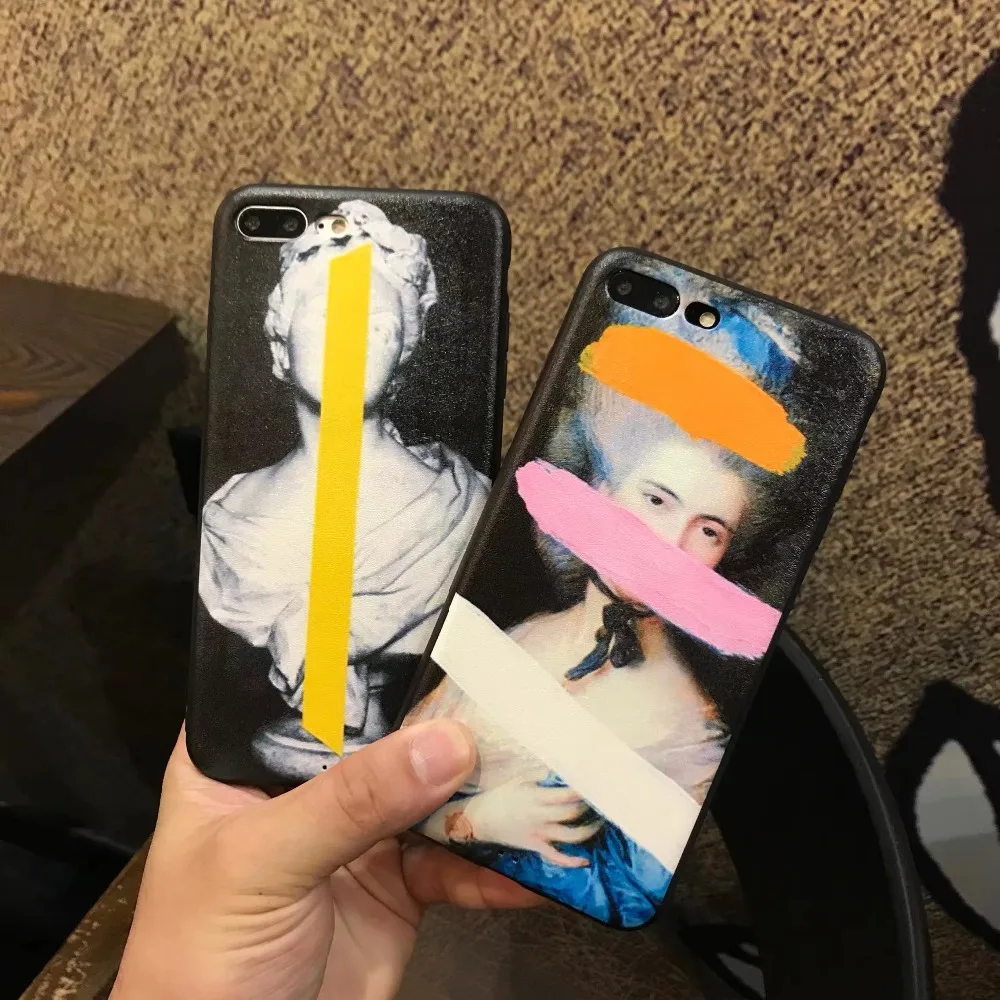 ORYKSZ For iPhone X Case Fashion Oil Painting Patterned Phone Cover 6 6s 7 8 plus Anti knock Cases |