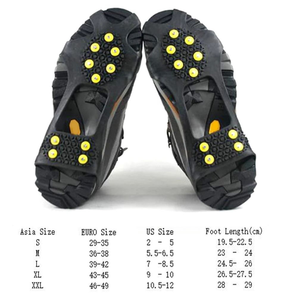 1Pair 10 Studs Anti-Skid Snow Ice Climbing Shoe Spikes Grips Crampons Cleats Overshoes Cleats Chain Claws Grips shoes crampon