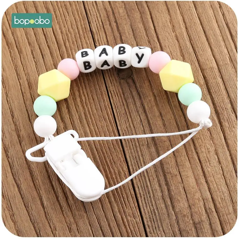 Candy Pacifier Chain Bopoobo 1 шт., силиконовая Персонализированная Соска-пустышка, клипса, держатель на цепочке для соски, Детская соска, цепочка на заказ, 10 мм, силиконовая соска с буквами - Цвет: Candy Pacifier Chain