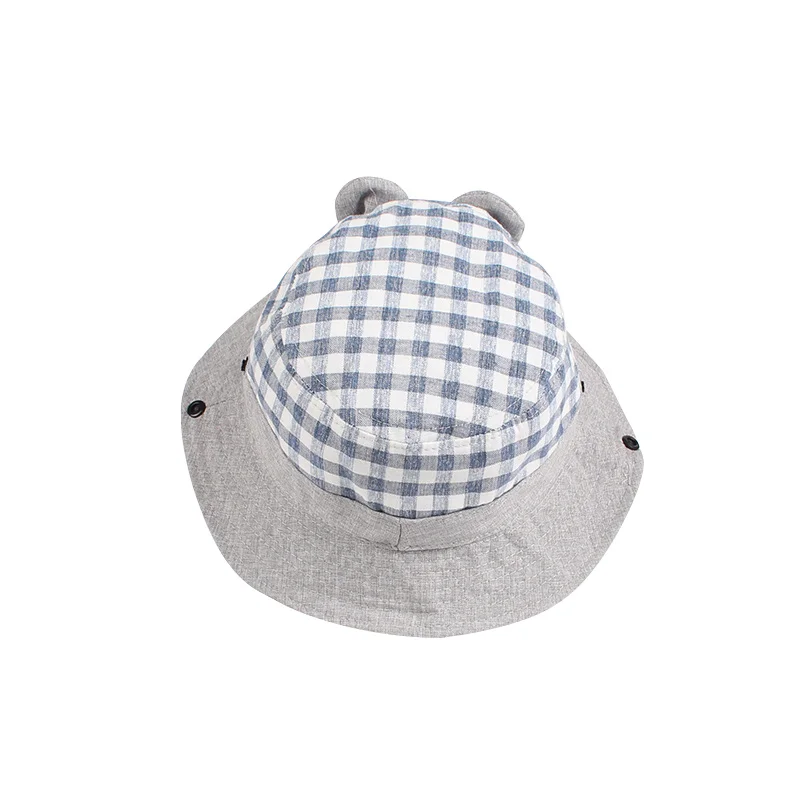 Клетчатая детская шапка для девочек с широкими полями Детская Солнцезащитная