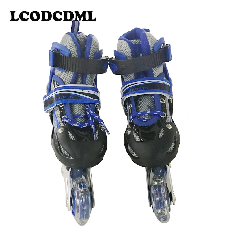 Взрослый Детский одиночный рядовой ролик коньки ПВХ 4 колеса мигает Спорт на