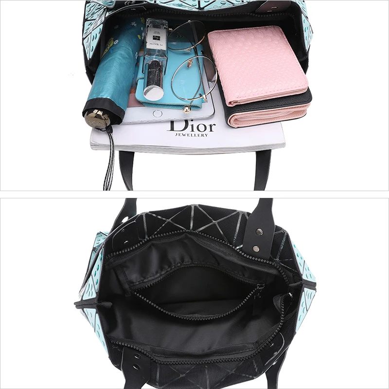 Women Bag Folded Ladies luxury Handbag Bags Designer Laser Shoulder Geometric Plaid Tote bolsos mujer For Female | Багаж и сумки
