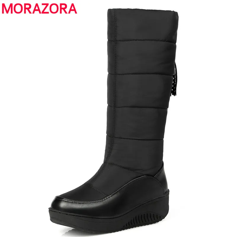 Женские зимние ботинки MORAZORA черные/синие из искусственной кожи на платформе