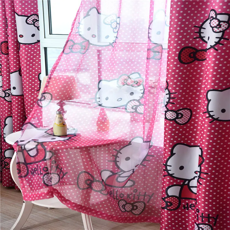 Розовые занавески с принцессой hello kitty для девочек, занавески для ванной комнаты