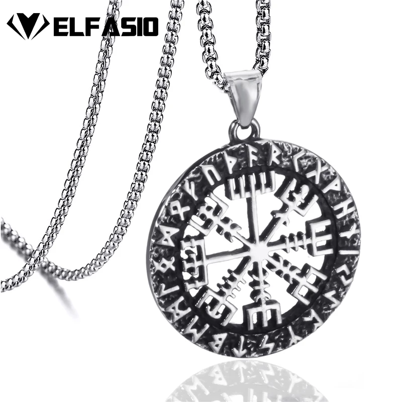 Мужская цепочка Elfasio из нержавеющей стали модель викингов Valknut пиратское колье