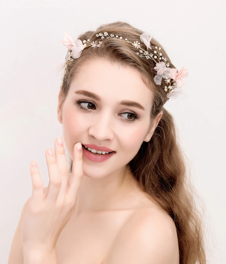 New Fashion Wedding Hair Jewelry Gold Tiara Crown Headbands Crystal Pearl Women Accessories Flower Headpiece Ornament Gift | Украшения и