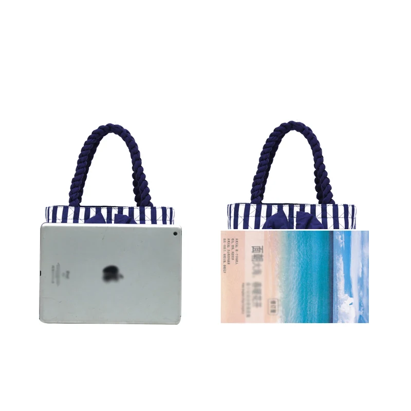 Цветочный бант с принтом в полоску хлопок Tote женские Симпатичные сумки для