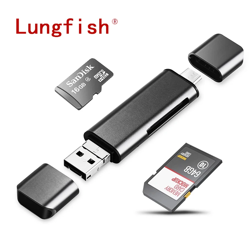Lungfish Type C micro USB и 3 в 1 устройство для чтения карт SD TF OTG Высокоскоростной 0 TF/SD Android