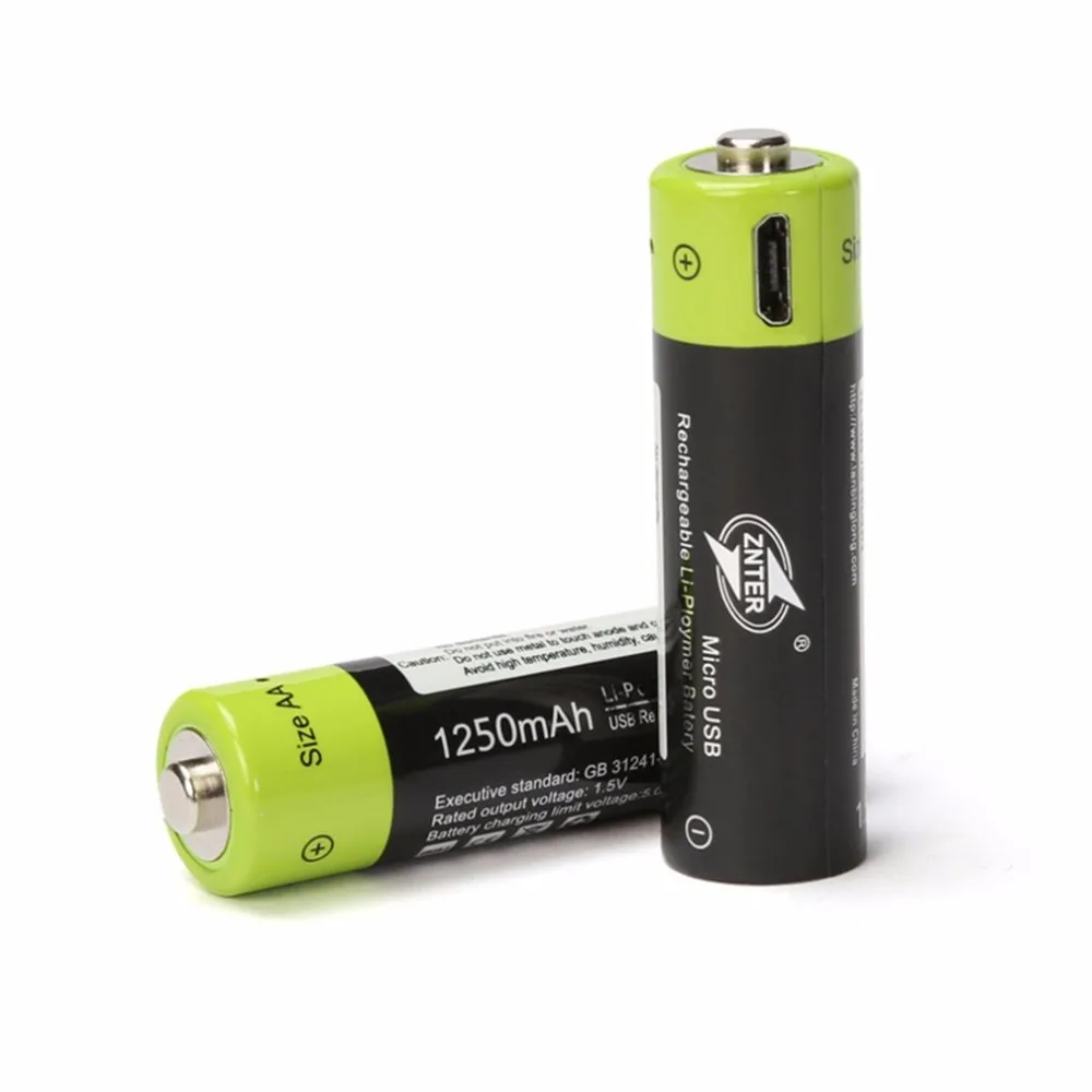ZNTER универсальная AA 1 5 в 1250 мАч USB перезаряжаемая батарея литий-полимерная