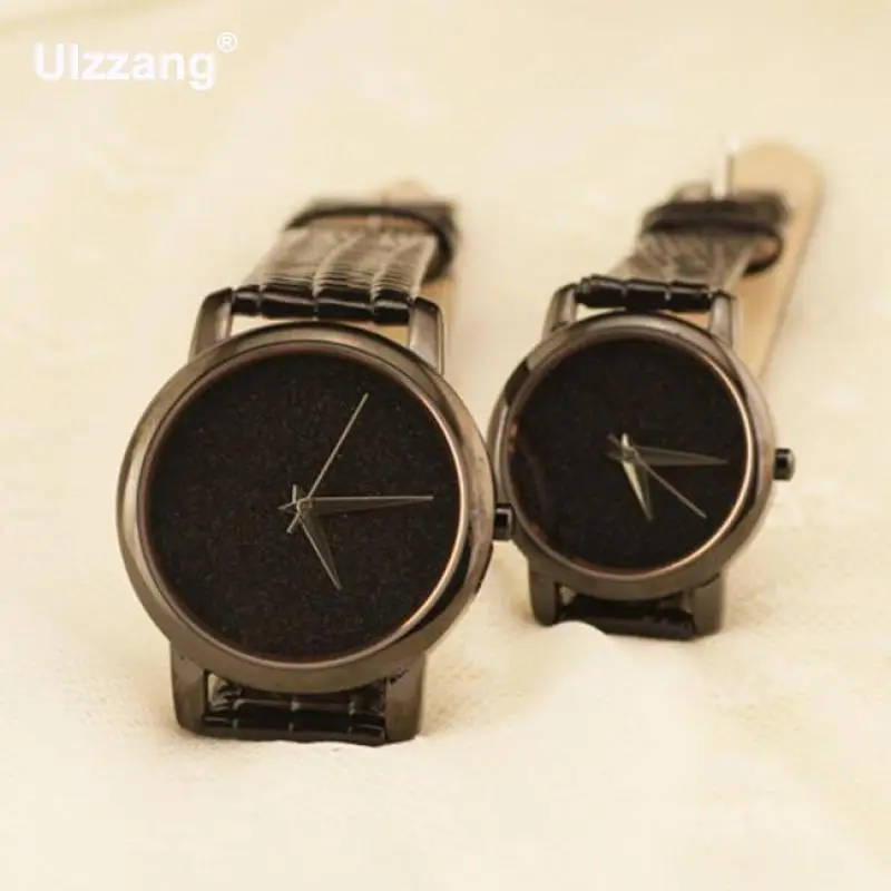 Роскошные блестящие черные кварцевые часы из нержавеющей стали наручные для