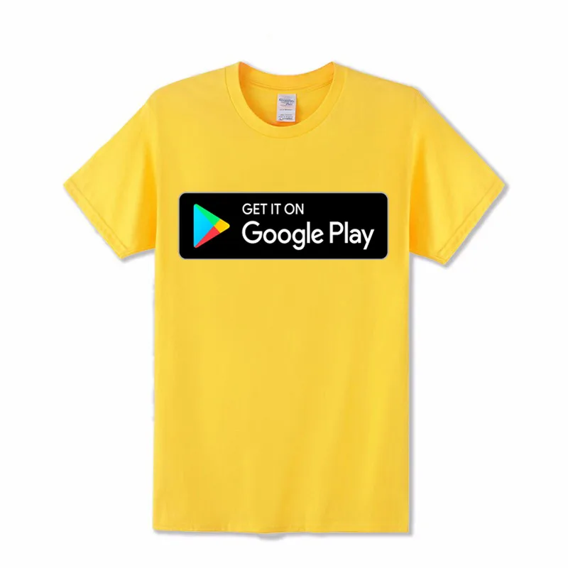 Git it on Google Play letters printed T Shirts men Cotton Short sleeve google shirt hombre Leisure T-shirt tshirts | Мужская одежда