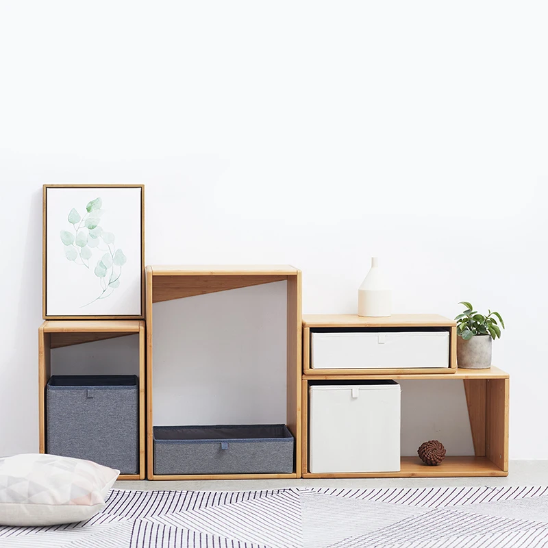 ZEN'S BAMBOO Cube система хранения комод шкаф соединяется с тканью Органайзер коробка