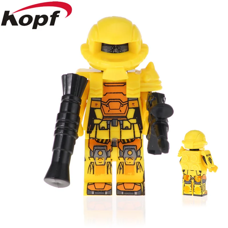 PG2015 Without Box KF542 Одиночная строительные блоки Halo Spartan Solider с реальным металлическим оружием кирпичи Экшн фигурки Обучающие Подарочные игрушки для детей - Цвет: PG2015 Without Box