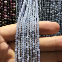 5 strings lot natural blue angelite faceted tiny small beadsnatural beads 2mm 3mm faceted round tiny spacer beads15 5str