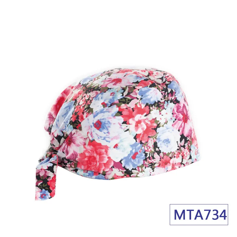 Floral Print 2 Костюм медика Кепка хирургическая Кепка s дешевая медицинская Рабочая шляпа больница или шапка с черепом хлопок Tieback Европейский стиль хирургические головные уборы - Цвет: Floral Print 2