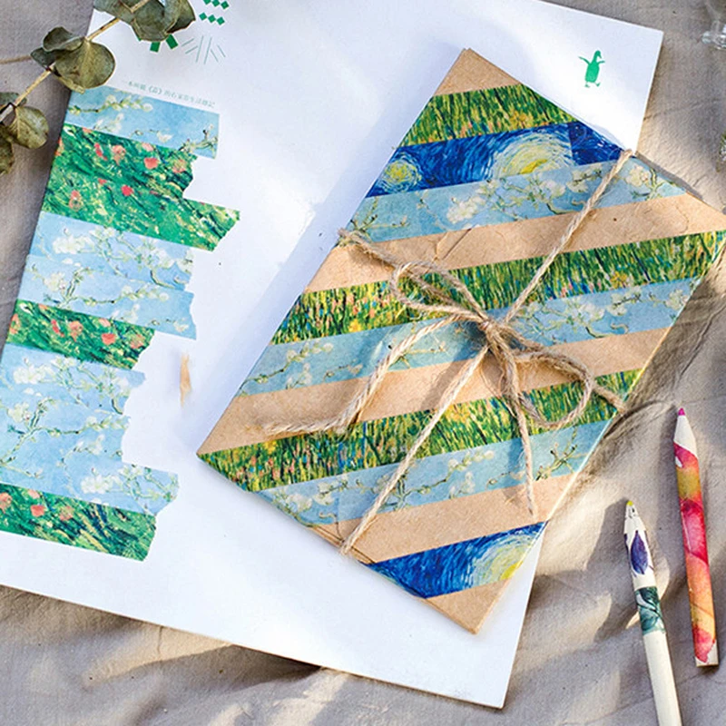 Васи ленты DIY Ван Гог живопись бумага маскирующая лента декоративные клейкие ленты Скрапбукинг наклейки Размер 15 мм* 7 м канцелярские