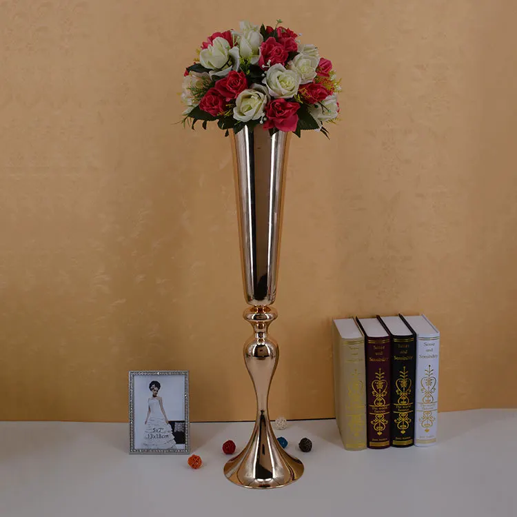 

90cm/35" Flowers Vase Wedding Table Centerpiece Event Road Lead Gold Metal Vases Flower Holders Party Decoration 10 PCS / lot