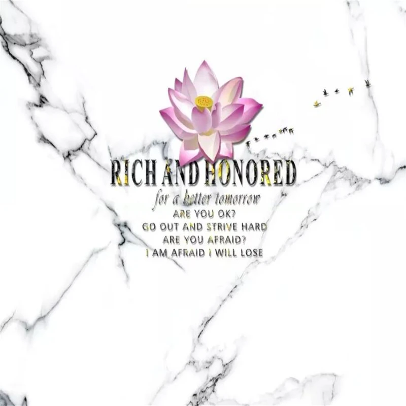 Modern simple zen lotus white marble background wall painting decorative | Обустройство дома