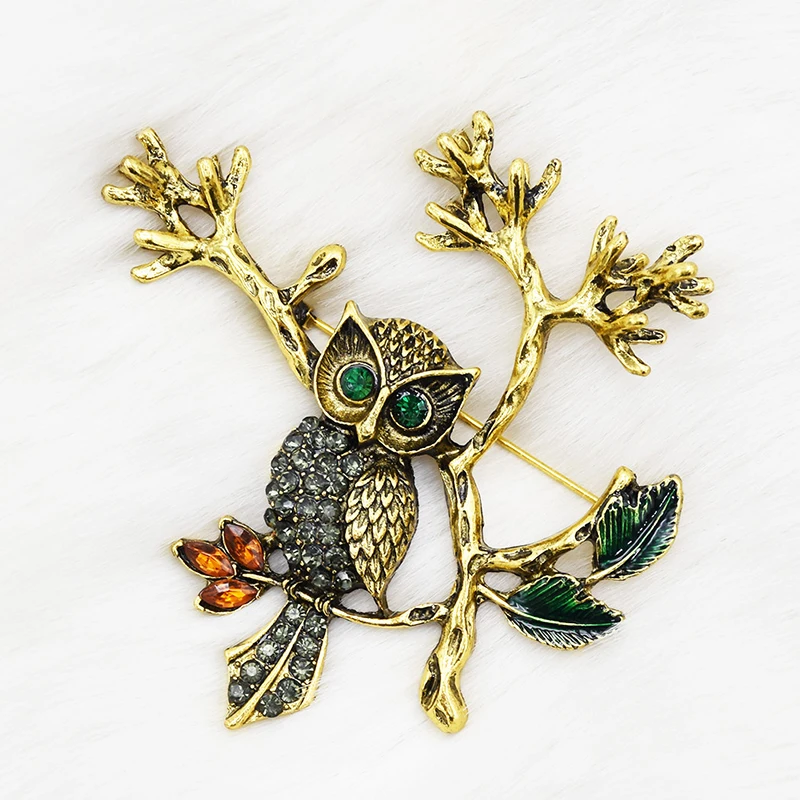 Женская Винтажная брошь в виде совы с кристаллами|Броши| |