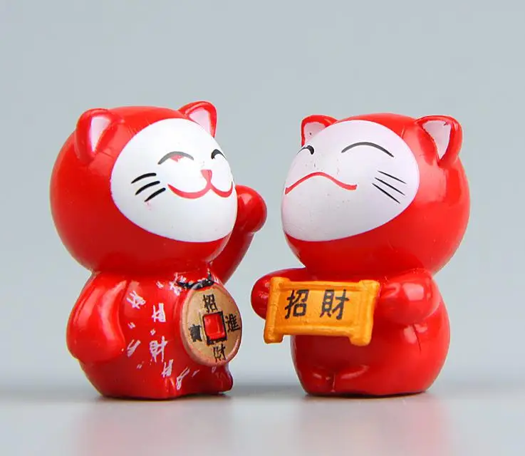 6 шт. Kawaii Мультфильм Lucky Cats микро пейзаж котенок фэн-шуй для дома садовые украшения миниатюры украшения подарок