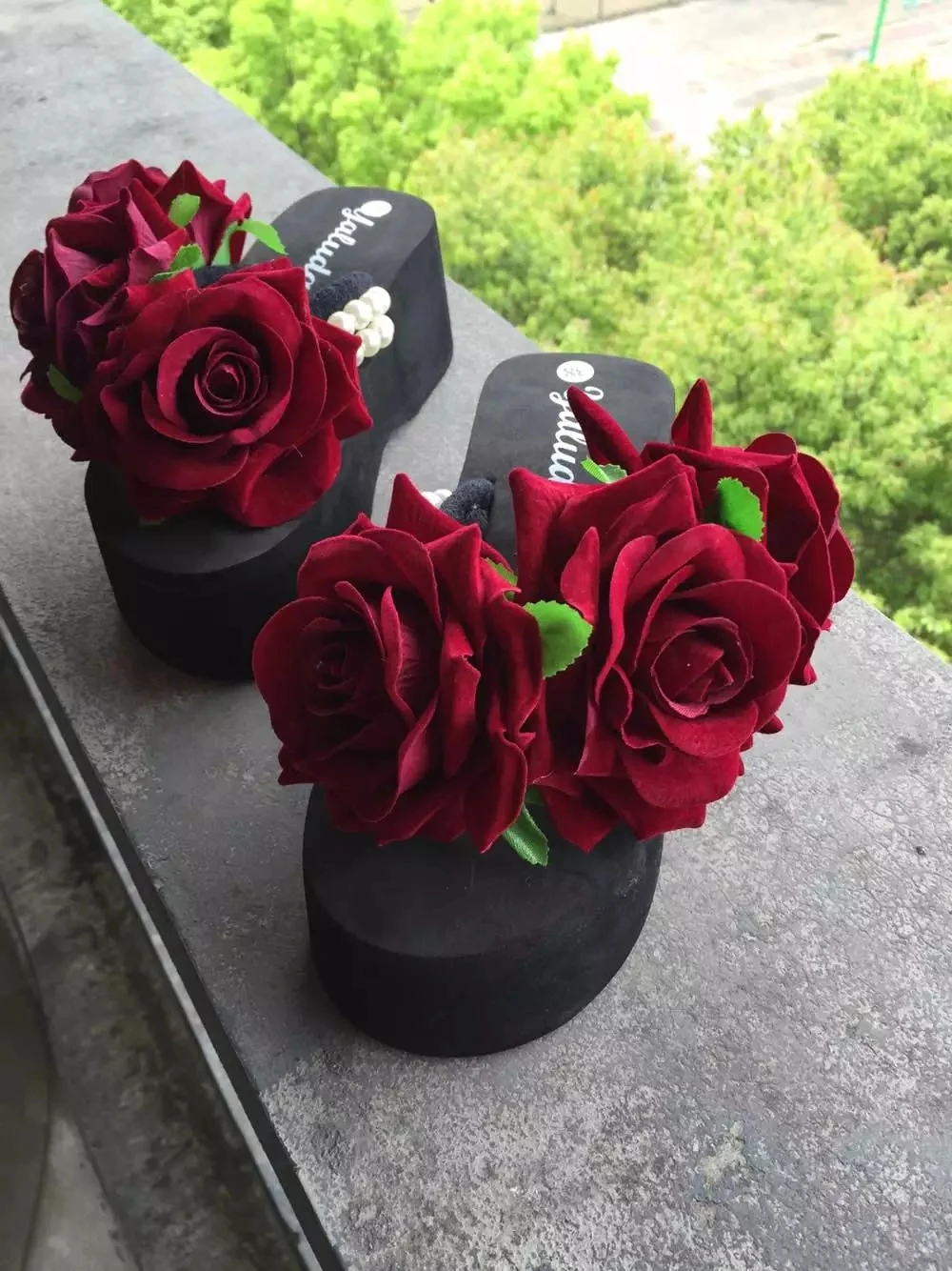 HAHAFLOWER/тапочки с цветочным рисунком женские шлепанцы пляжная обувь на платформе