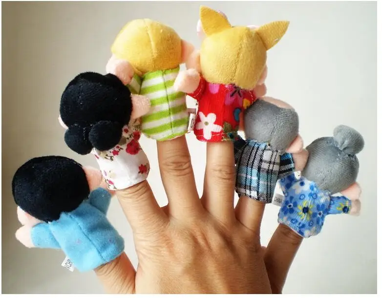 6pcs/bag Finger Plush Puppet Happy Family Story Telling Dolls Support Children Baby Educational Toys Wholesale | Игрушки и хобби