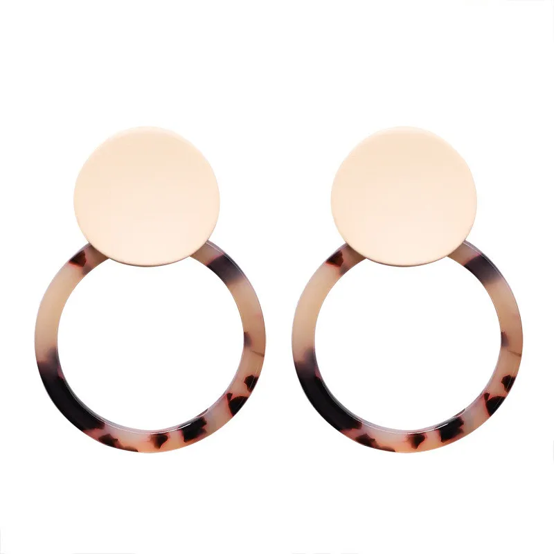 

Simple Korean Hollow Round Acrylic Drop Earrings for Women Geometric Temperament Circle Acetate Pendant Earrings Female Gifts