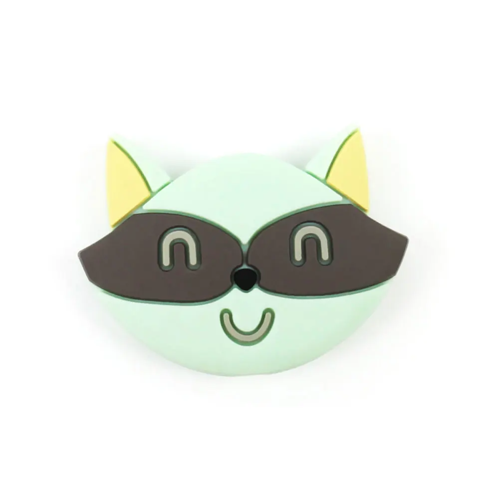 Mint Green Glass Fox 3 шт силиконовые бусины в виде панды и лисы, силиконовые бусины для прорезывания зубов, 3 см, силиконовые шарики в виде животных, пчелы, оленя, перлы, Товары для малышей - Цвет: Mint Green Glass Fox