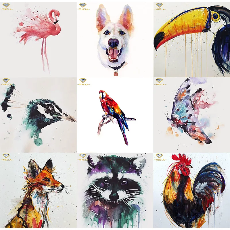 

Full Square Diamond DIY Diamond Painting "Animal Bird" Watercolor Embroidery Cross Stitch Rhinestone Mosaic Painting Decor Gift